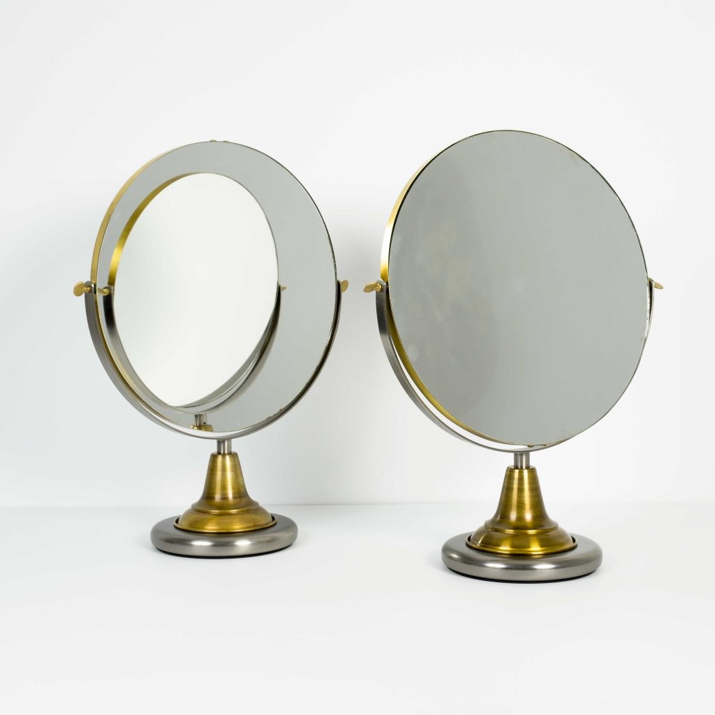 Espejo circular vintage doble cara para mesa