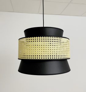 Vintage pendant lamp with black and enea lampshade