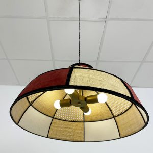 lampara colgante vintage de techo con parces de tela de luz vintage