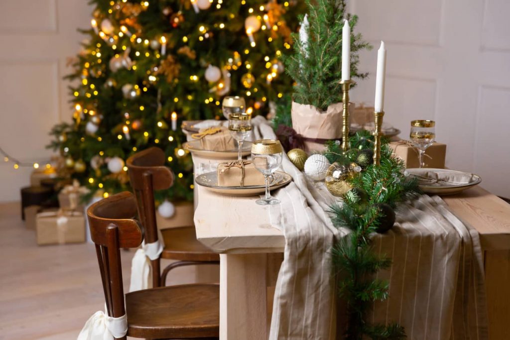 mesa decorada navidad vintage