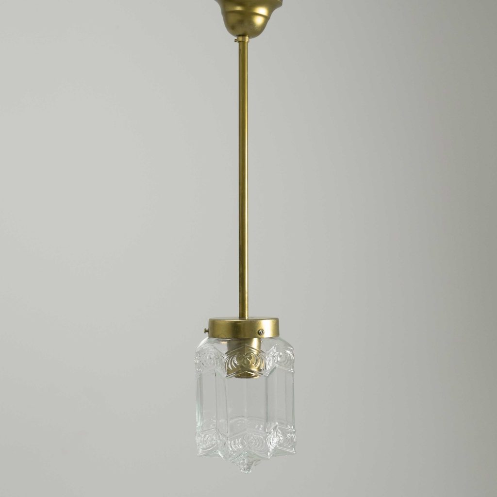 Lámpara colgante tija dorada fija diseño vintage