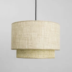 lampara estilo rustica pantalla de tela