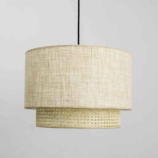 lampara estilo rustica pantalla de tela