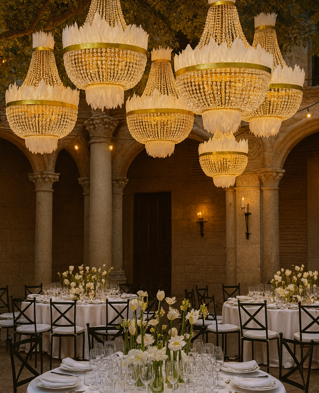 lámparas de cristal boda elegante