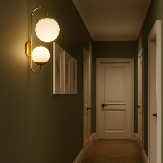 apliqeud de pared de laton con bolas de cristal
