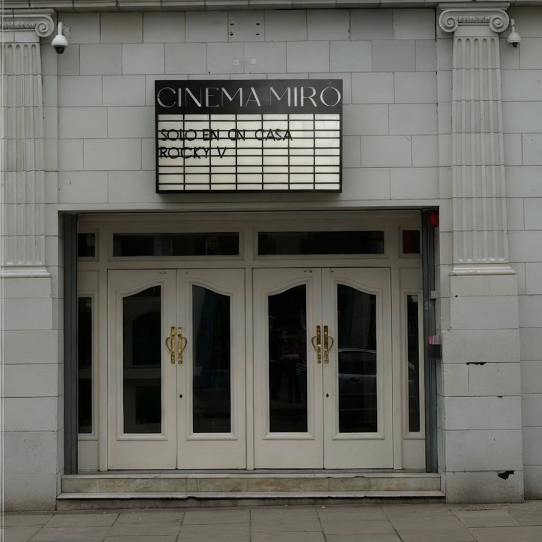 cartel de cine retro iluminado