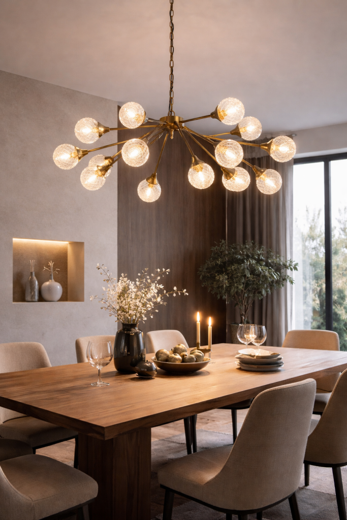 lampara colgante de techo con bolas de cristal talladas