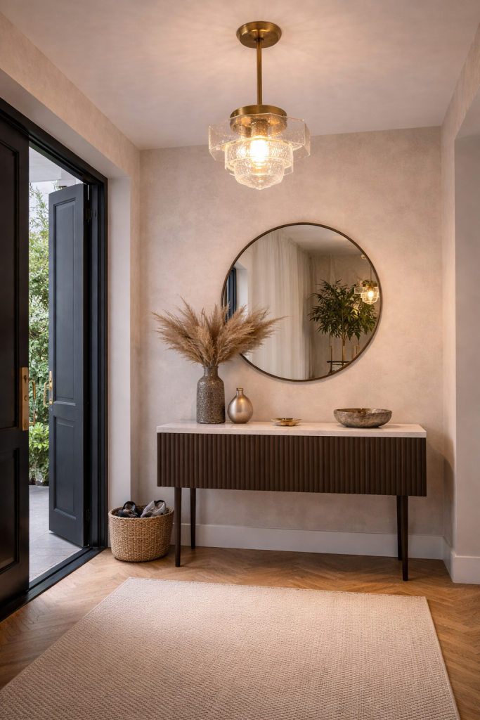 lampara de techo de cristal hexagonal para recibidor